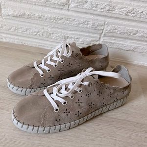 Anthropologie Beige Lace-Up Sneakers